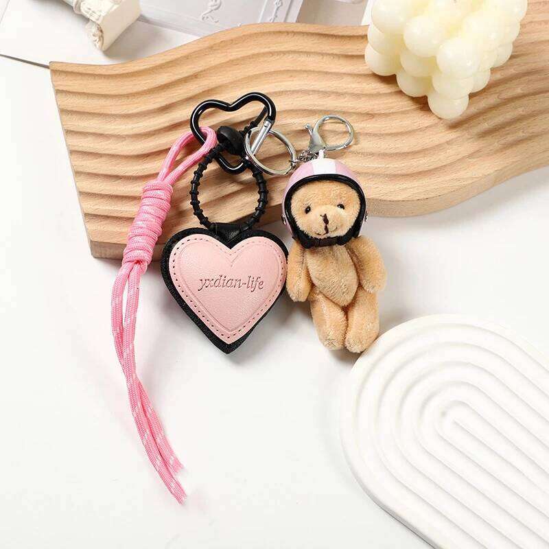 New 1PC Cute Helmet, Pendant, Bag Accessory, Motorcycle Bear Doll, Keychain, Small Pendant XJ260106