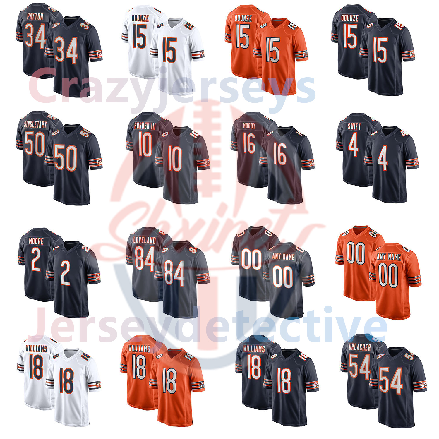18 Caleb Williams 2025 Navy Football Jerseys Payton Urlacher Loveland Odunze Moore Bagent Singletary Kmet Hester McMichael Ditka McMahon Monangai shxinet