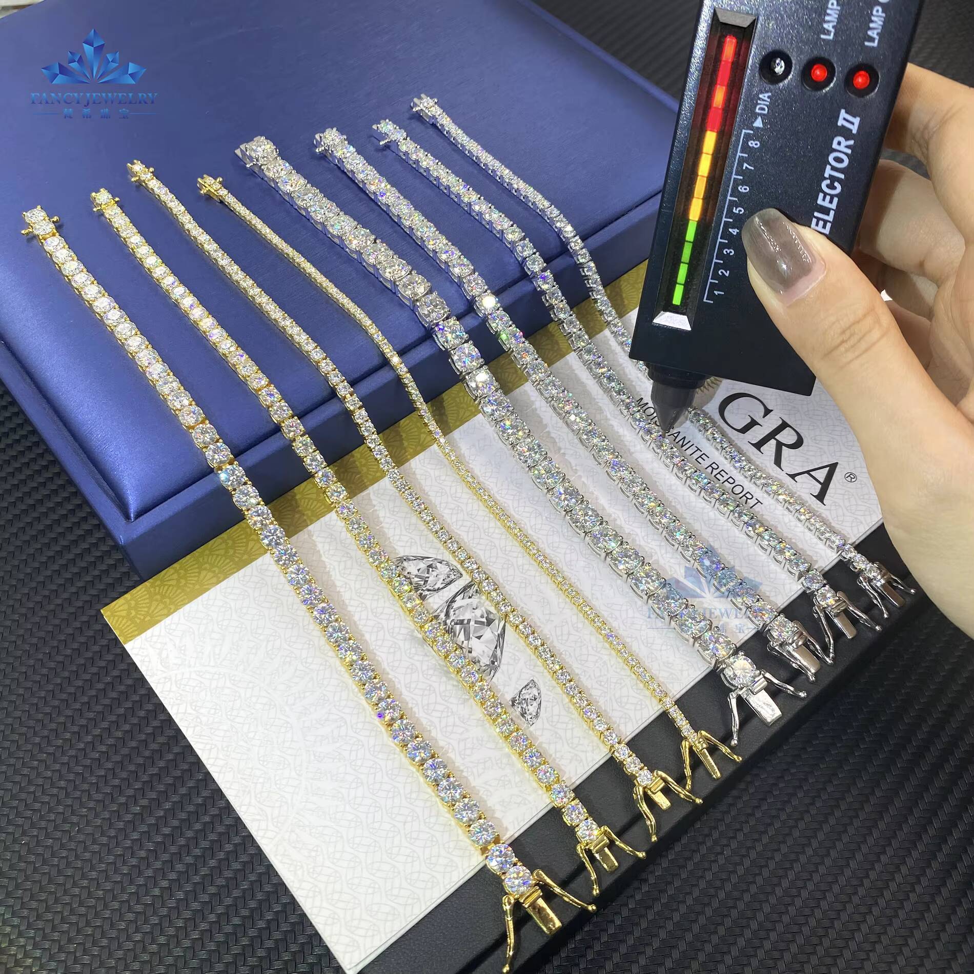 925 Silver Rhodium Plated 2/3/4mm Moissanite Bracelet for Men Women Pass Diamond Tester VVS Diamond Moissanite Tennis Chain