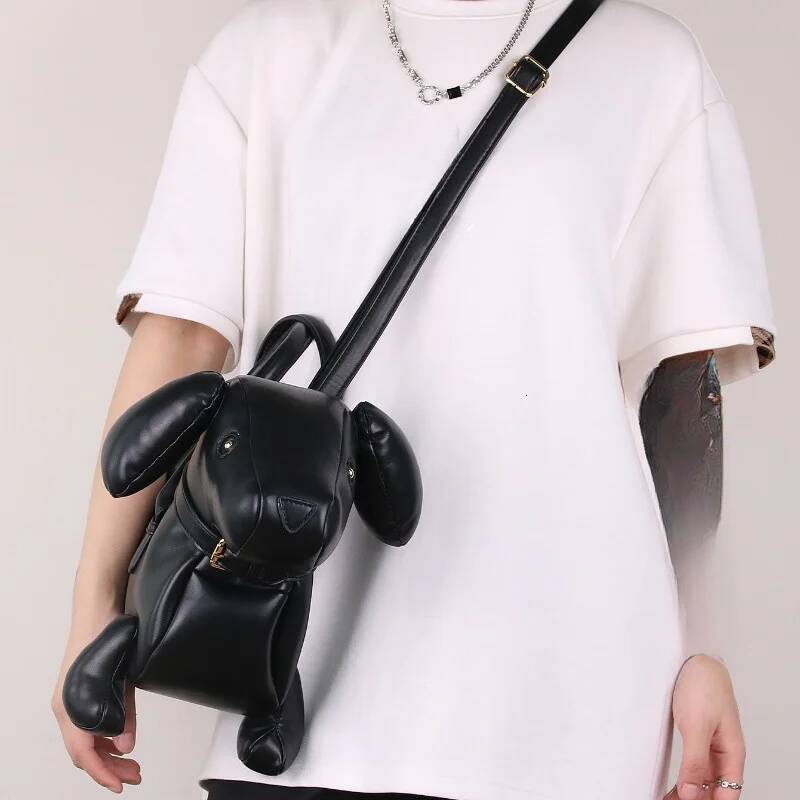 SIJIFSHANG Women's Fashion Creative Design Cute Dachshund Handbag PU Soft Leather Shoulder Messenger Bag