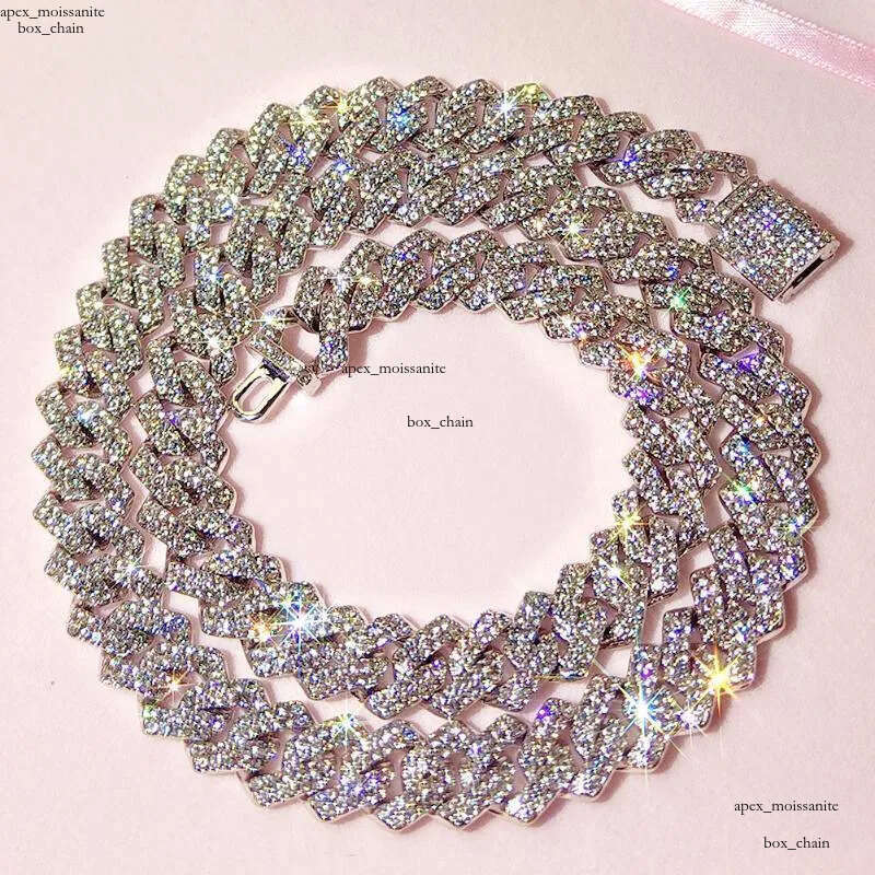Chains Iced Out 14mm Prong Cuban Link Chain Necklace For Women Bling Clustered Rhinestones Pave Miami Choker JewelleryChains a4