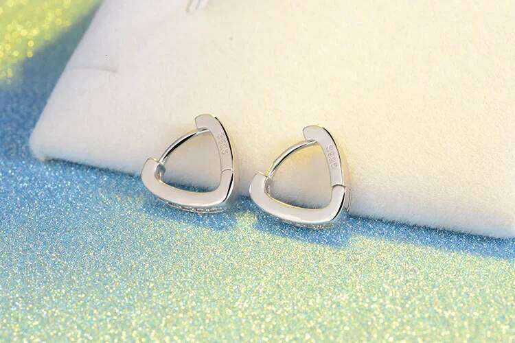 Simple V Shape 925 Sterling Silver Temperament Heart Couple Personality Wedding Earrings for Men Women Bijoux New