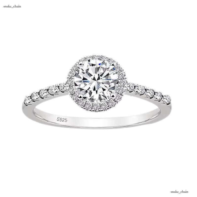VVS Moissanite Custom Luxury Handmade Round Halo Women's Promise Eternal Engagement Genuine 925 Sterling Silver Jewelry Ring