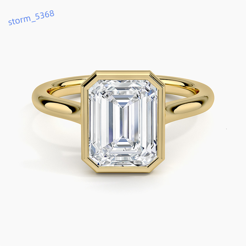 Abiding Flexible Production Real Gold Diamond Jewelry China Manufacturer Emerald Cut 5x7mm Lab Diamond Solid Gold Diamond Ring