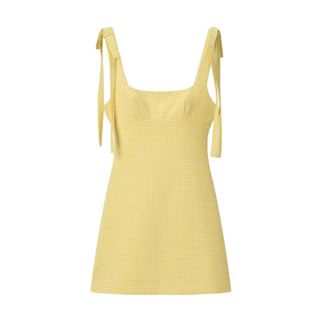 hot Free delivery women dress New fashionable women dress with bowknot and small checkered pattern