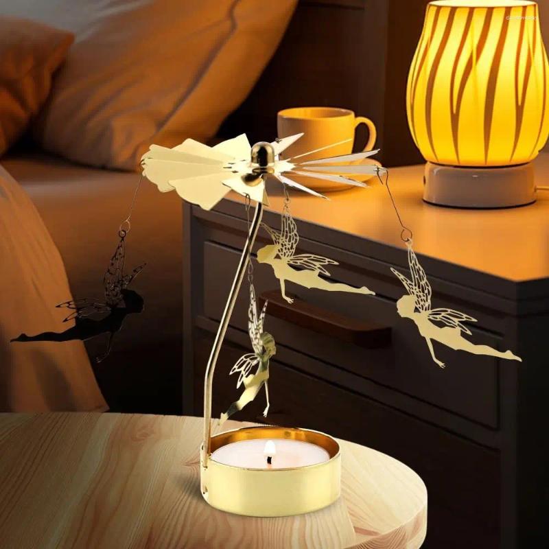 Candle Holders Metal Rotating Holder Mechanism Heat-Powered Rotation Spinner Carousel Elegance Style Transfer Windmill H260310
