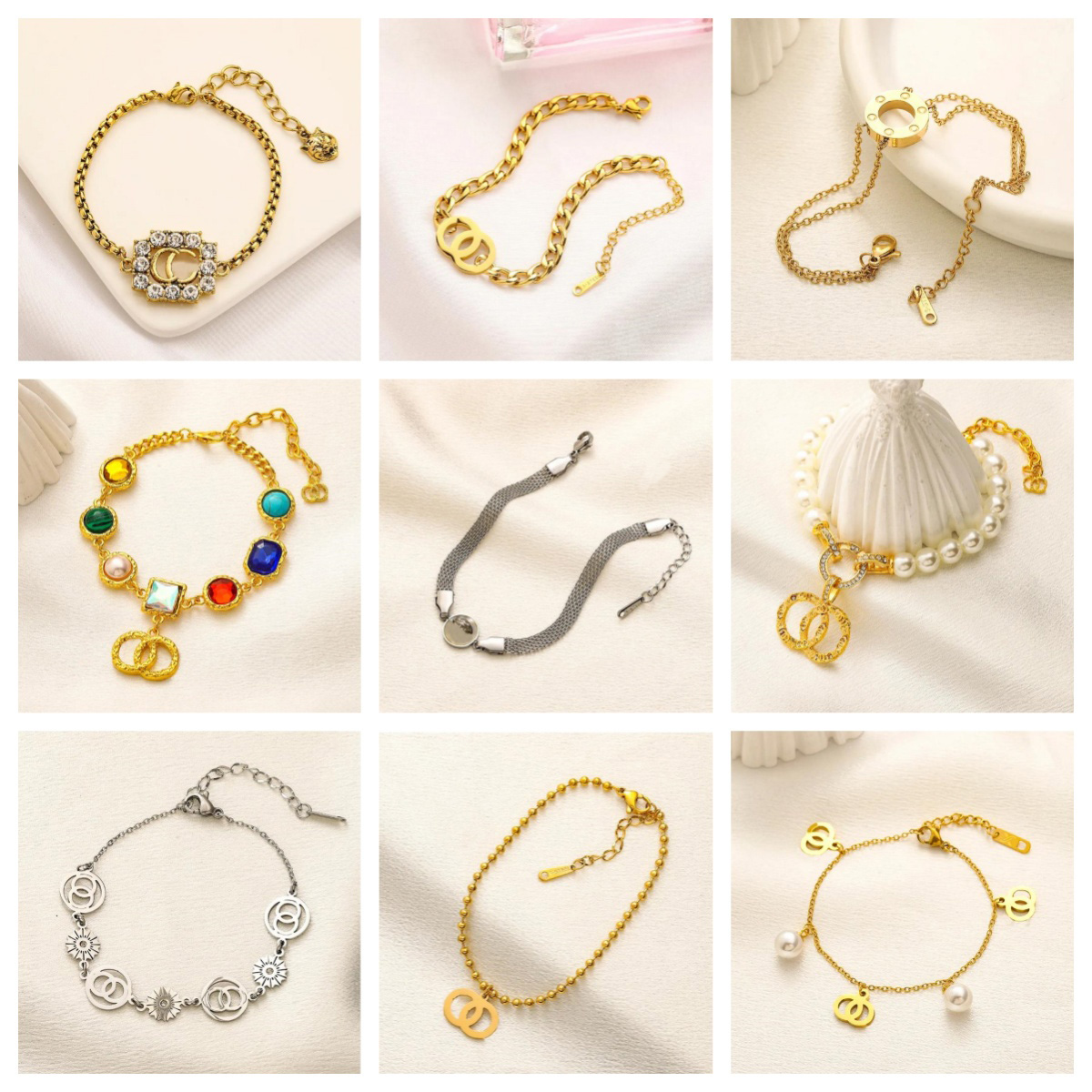 20style Luxury Designer Brand Bracelet Bangle High Quality Gift Bracelet Women's Fashion Jewelry Accessories Wedding Party Jewelry Letter Crystal Chain Bracelet
