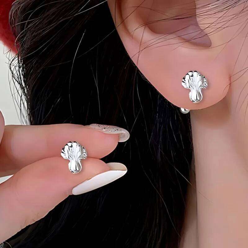 Sam Panda 925 Sterling Silver Cabbage Earrings for Women Ear Stud Creative Design Cute Versatile Fresh Jewelry Gift Dropshipping