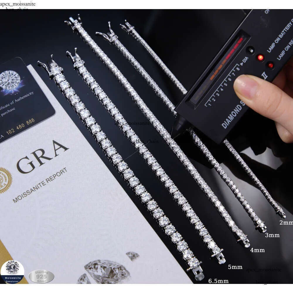 Fashion Diamond 5mm 6.5mm Sier Gold Plated Fine Jewelry Bracelet VVS Moissanite Tennis Chain for Men Women Gift