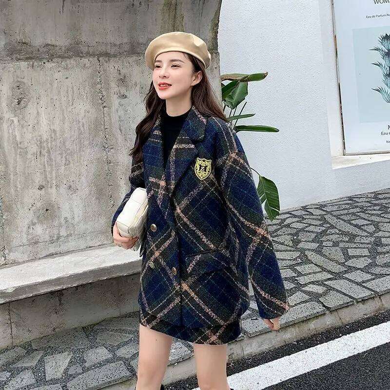Mardi Hefxessdr Fashion Autumn and Winter New Korean Plaid Tweed Jacket Age Reducing Skirt Elegant Women s Two piece Suit - view 7