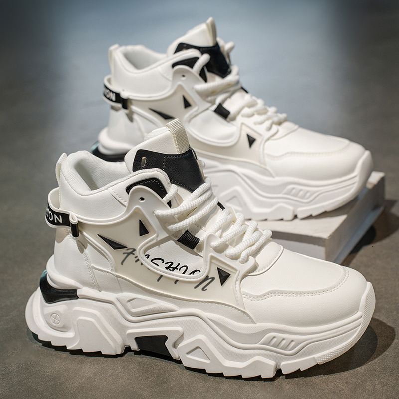 Ddmytiger High Top Men S New Autumn Trendy Brand Versatile Casual Sports Shoes Thick Sole Height Increasing White Dad Sneakers Outdoor Shoes