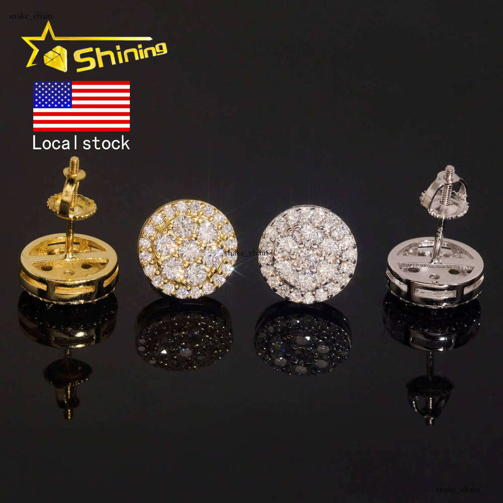 U.S. Fast Shipping Cluster Design S925 Sterling Silver Iced VVS Silicon Stone VVS Moissanite Screw Back Earrings Studs