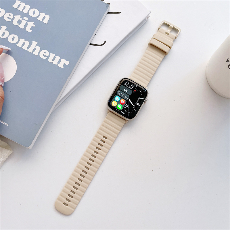 Suitable for 8 iWatch 7 Apple Watch Series 1-9 SE Silicone Band Striped Unisex