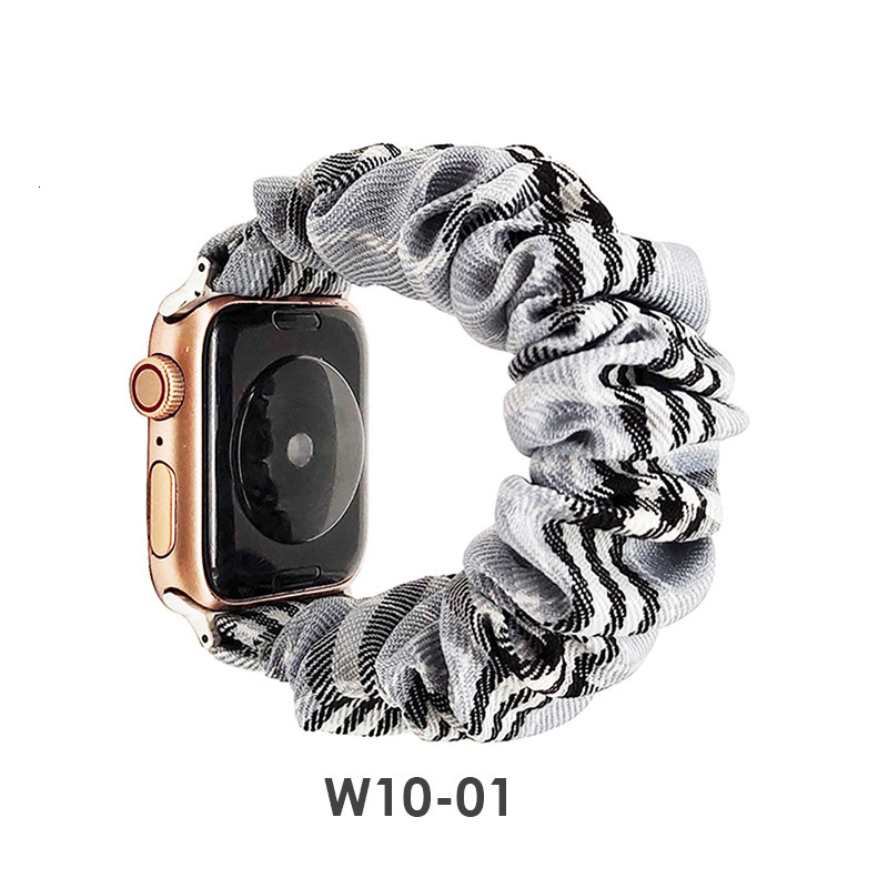 Compatible with iWatch Cross-border Striped Plaid Fresh Elastic Single Loop Scrunchie Apple Watch Band