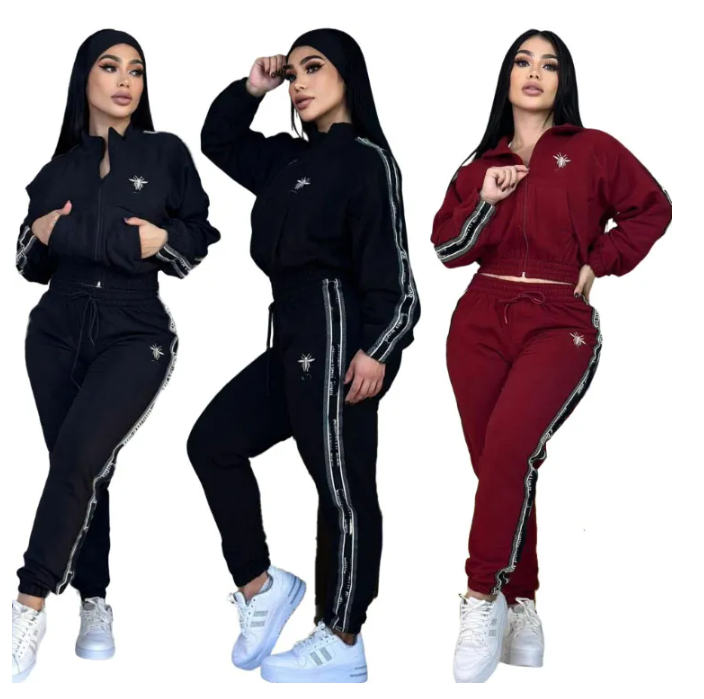 Womens Tracksuits zippered hoodie +Jogger Pants 2 Piece Set Daily Casual pockets Sweatshirt Autumn Winter High Quality Ladies Sports Clothes