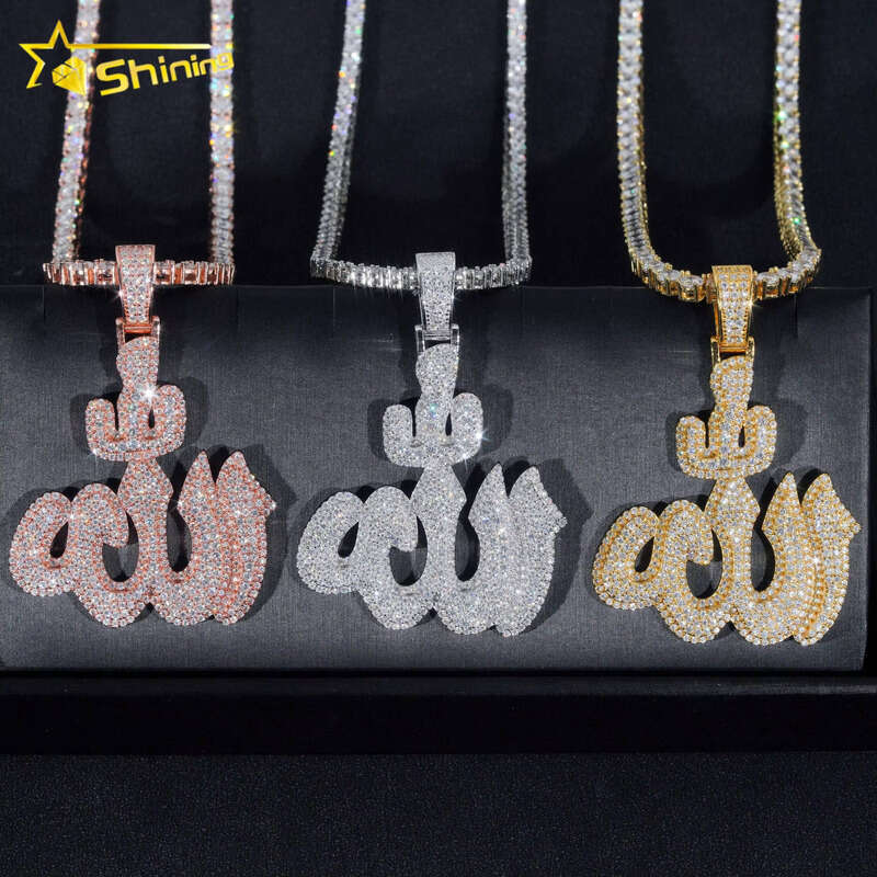 Ice out VVS Moissanite GRA Premium 925 Sterling Silver Gold Plated Moissanite Iced Out Hip Hop Jewelry Custom Sand Stone Ala Pendant