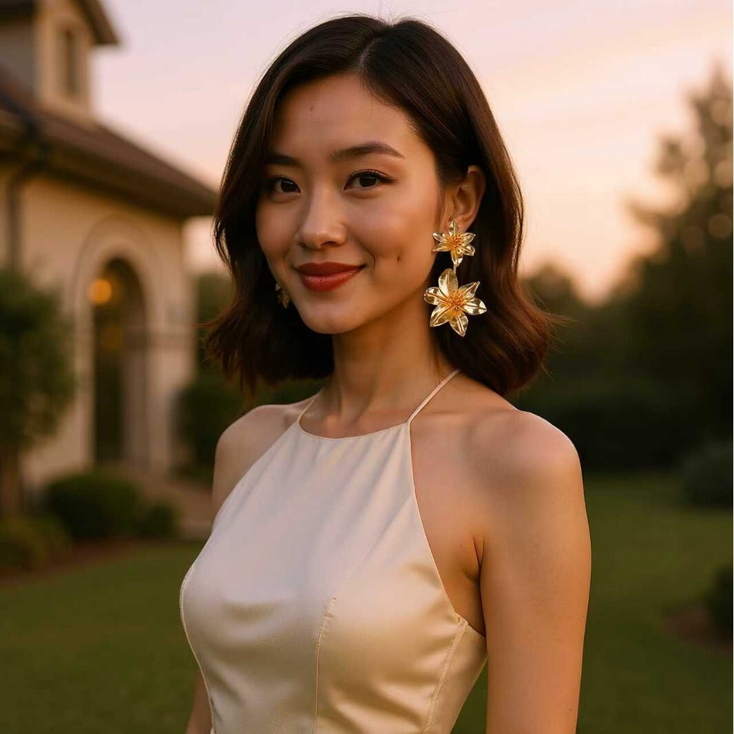 Exaggerated Retro Minimalist Cool Alloy Flower Series Hanging Earrings Elegant Banquet Women's Style