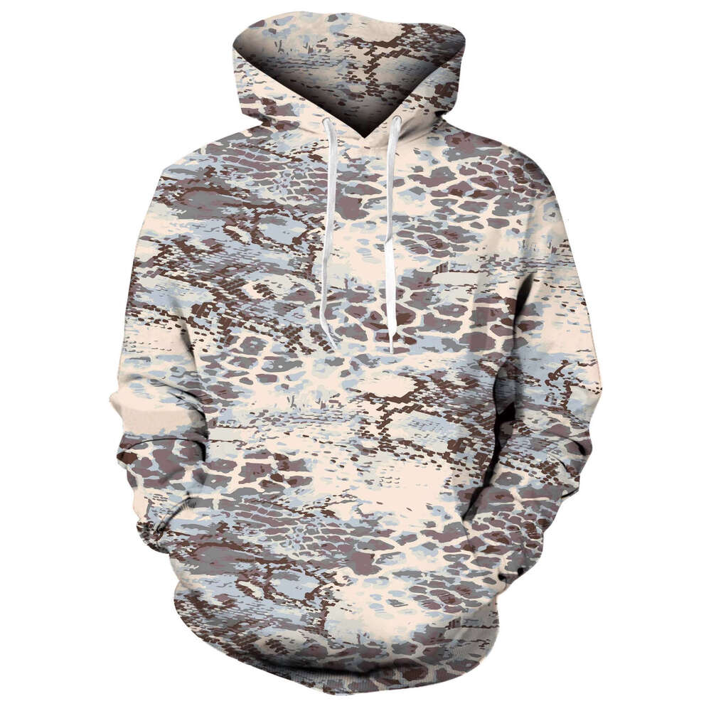 Cross-Border European American Independent Station Hot-Selling 3D Digital Printing Imitation Snakeskin Python Texture Men's Spring and Autumn Hooded Sweatshirt