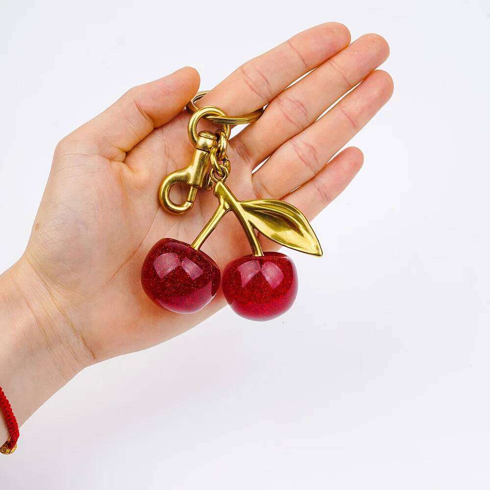 Charm Handbag Keychain for Women's Exquisite Internet-famous Crystal Cherry Bag Accessories High-Grade Pendant XJ260106