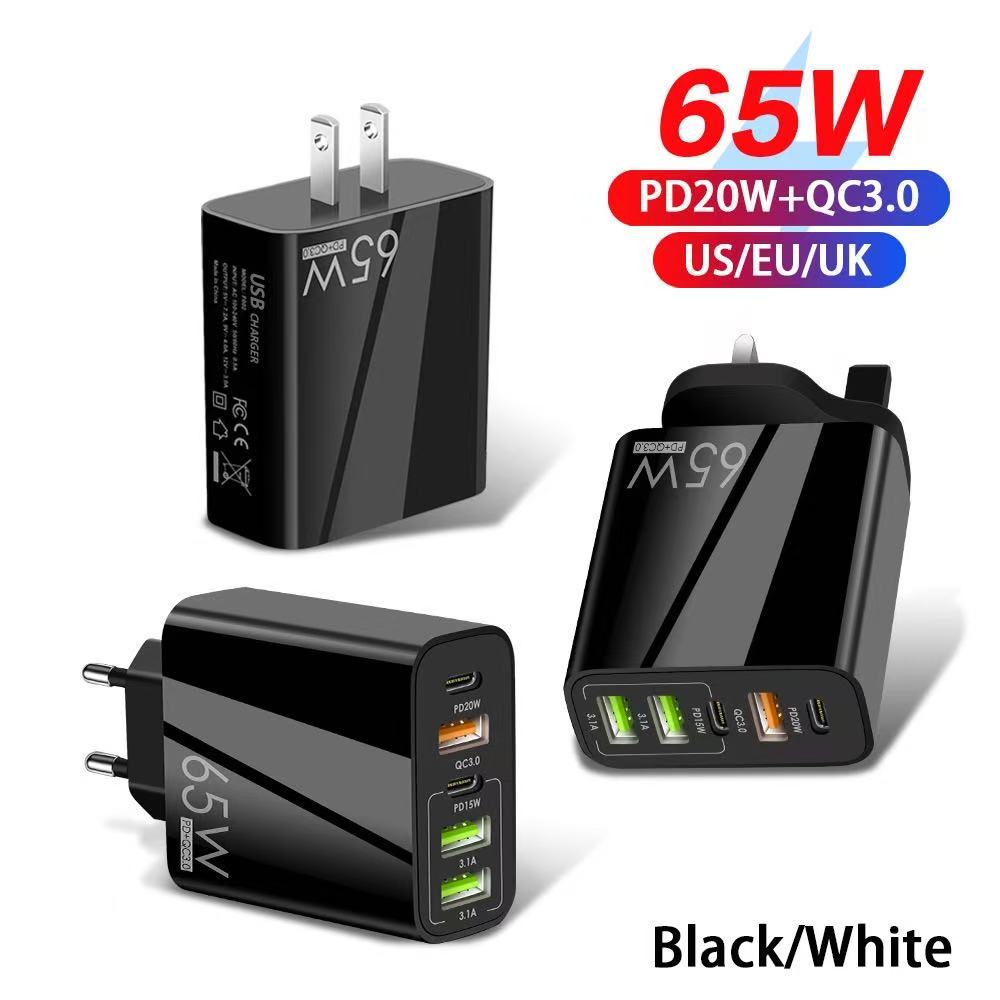 65W USB Fast Charging Type C PD Charger Quick Charger Mobile Phone Power Adapter EU/US/UK Plug For iPhone Xiaomi Samsung Oneplus