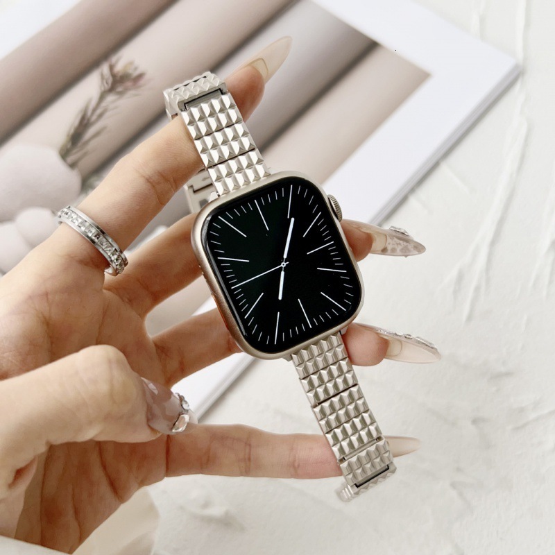 Starlight Color Metal Compatible with Apple iWatch 9 Watch Band S8 Niche SE10
