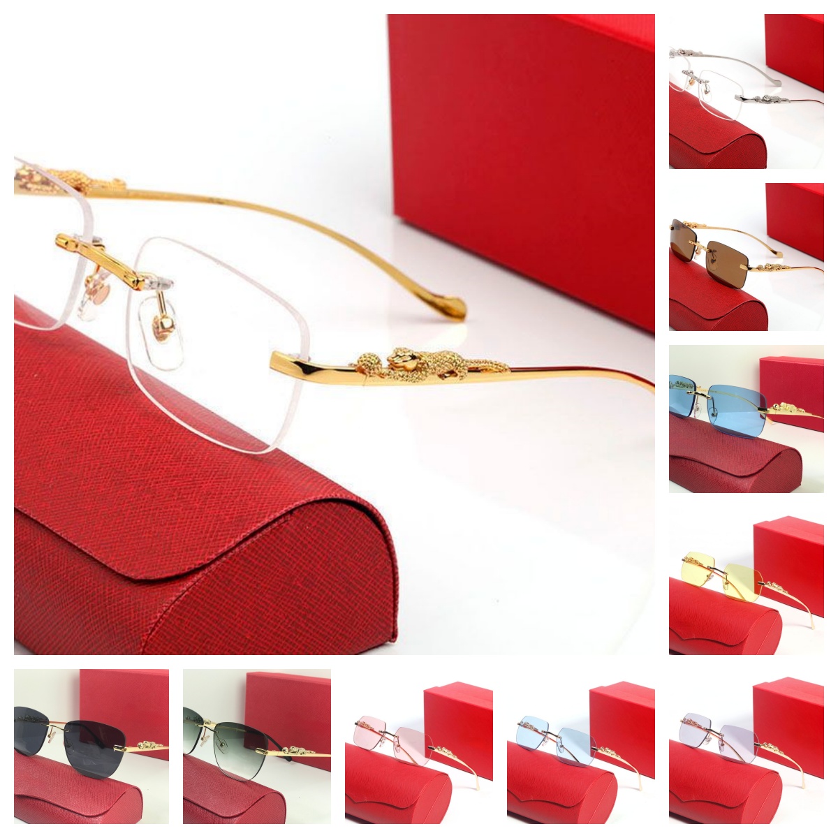 Classic Fashion Womens Sunglasses Men Exquisite Cheetah Square Optical Eyeglasses Leopard Silver Gold Metal Frames Unisex Sunglasses Beach Travel Eyewear