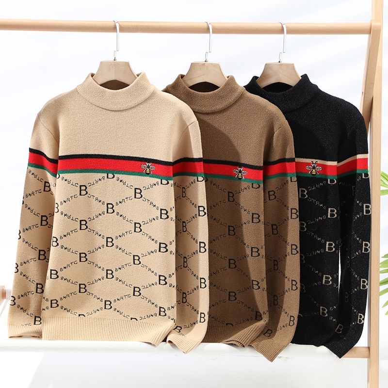 Designer sweater men's autumn and winter sweater coat high collar thickened trendy cardigan warm knitted fashion hoodie long sleeve embroidery technology