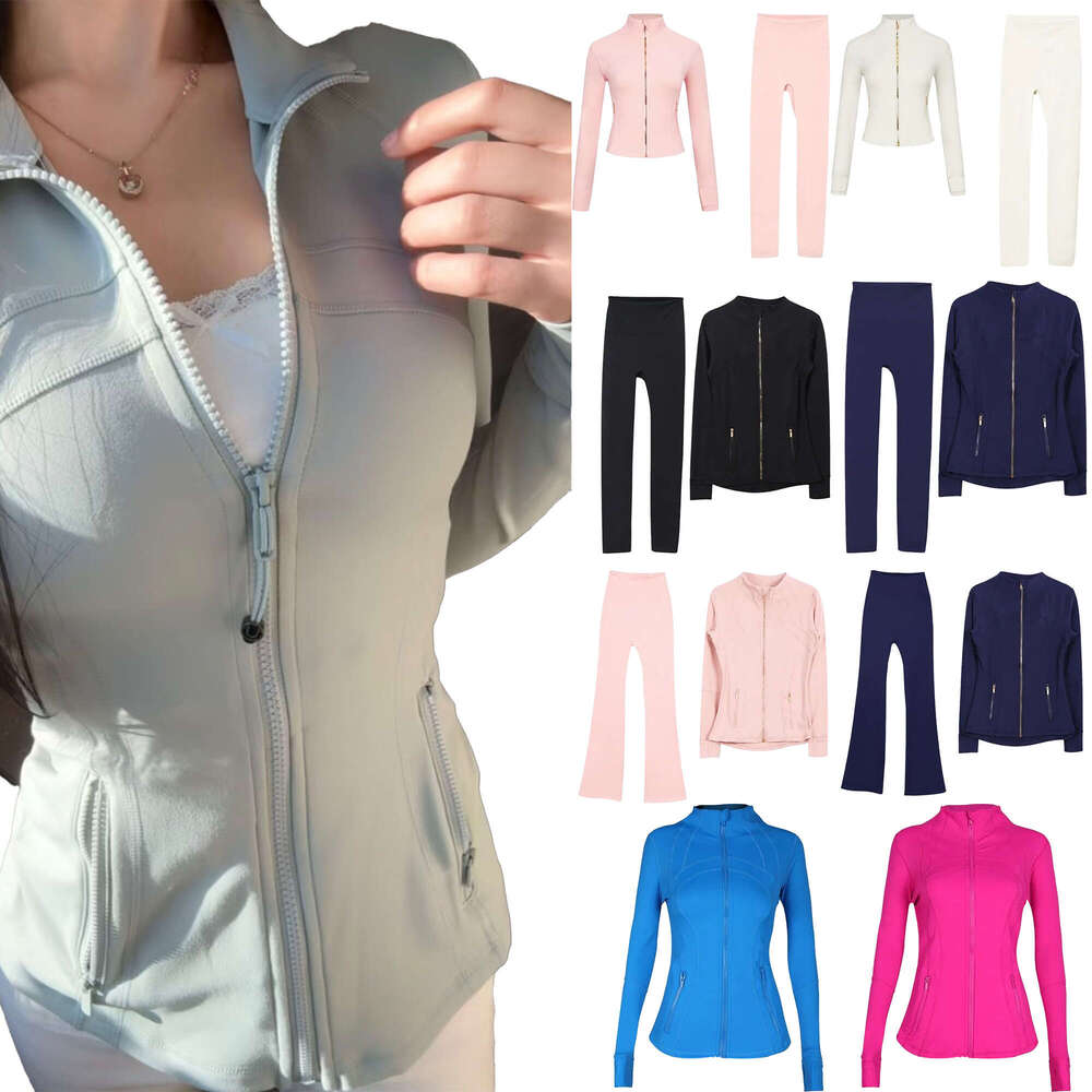 Yoga Jacket women set Gold zipper luluity lemonic men Women Defined jacket Workout Sport Coat Fitness luluity lemonic men Jacket Sports Top Solid Zip Yoga Set hot