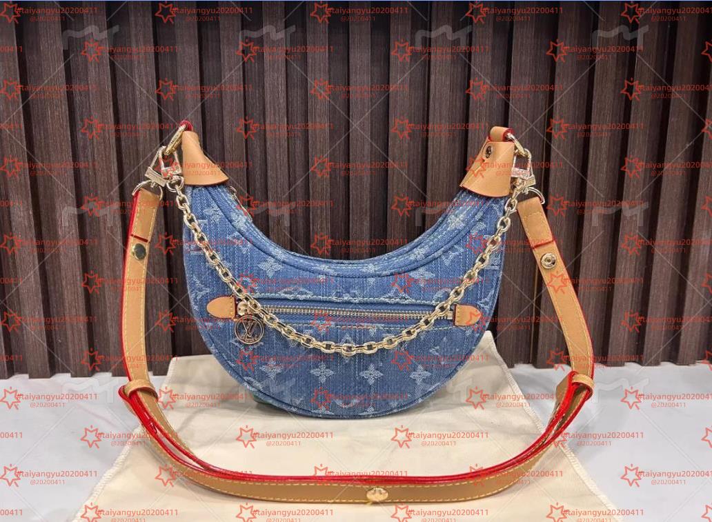loop hobo bags Gold Chain Handbag Luxuries Designers Womens Coated Canvas Zipper Crossbody Shoulder Strap Bag Crescent bottom handbags purses Moon 5A
