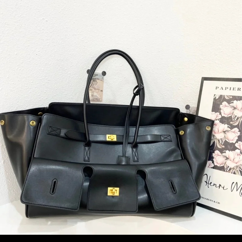 Large Capacity Tote Bag Fashion Handbag Buckle n Shoulder Casual Clutch Versatile Travel 260104