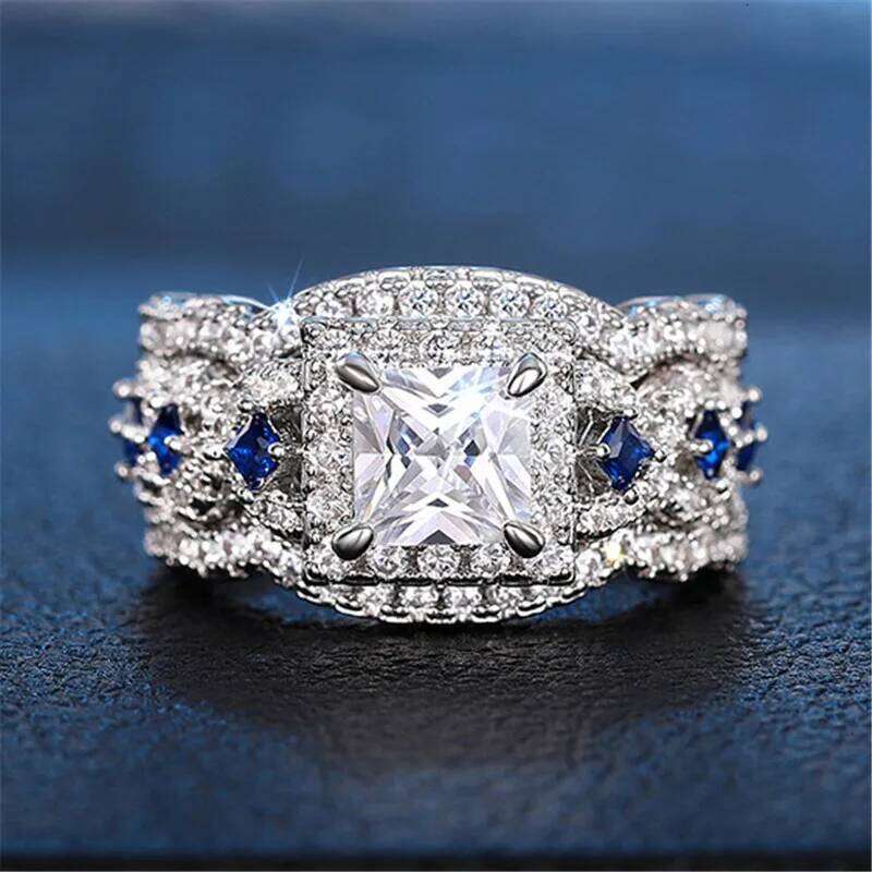 3Pcs/Set Cubic Zirconia Rings for Women Engagement Wedding Luxury Trendy Female Accessory Party Fashion Jewelry