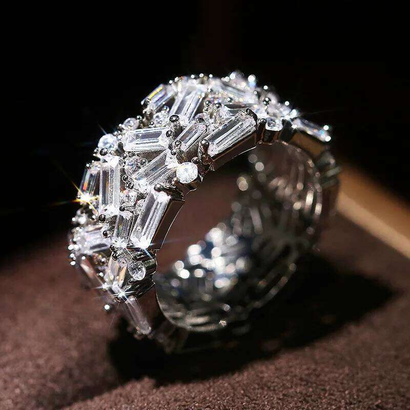 Delicate Charm Female Irregular Zircon Vintage Big CZ Stone Silver Color Ring Promise Wedding Engagement Rings For Women
