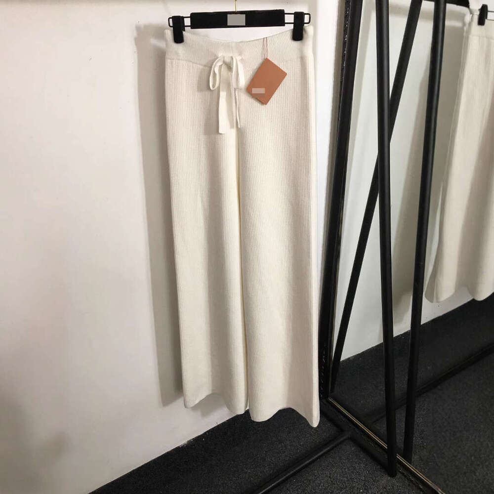 Designer 2025 Winter Nan You Foreign Trade New European And American Style High-End Hot-Selling Drawstring Waist Fleece-Lined High-Waisted Wide-Leg Pants 6480