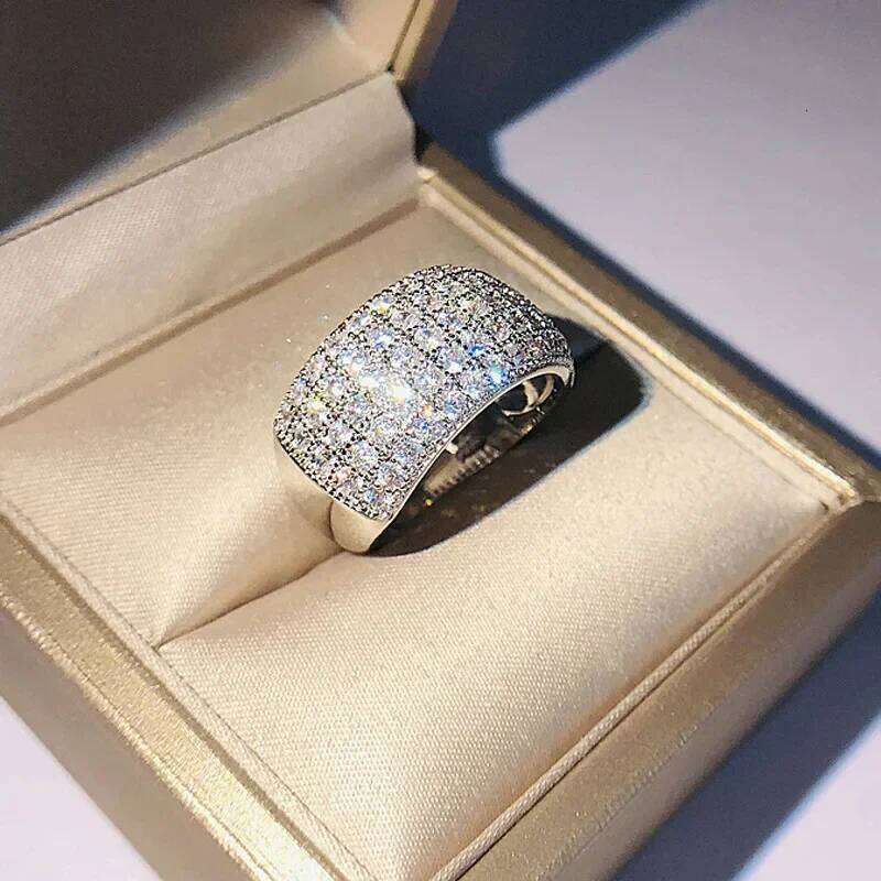 Luxury Full 5A Zircon Rings for Women 925 Sterling Jewelry Promise Wedding Anel Silver Statement Anillos Wholesale