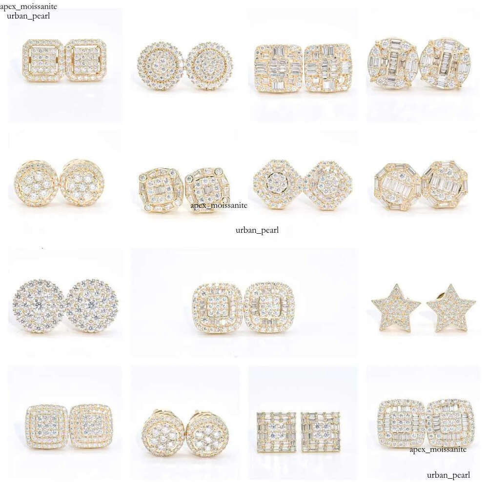 Wholesale Vvs Diamond Earring Factory Price 10k 14k 18k Solid Gold Round Brilliant Cut Moissanite Hoop Stud Earrings Men Women 94