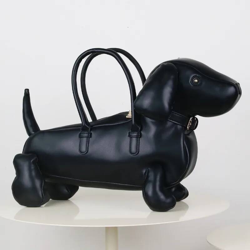 SIJIFSHANG Women's Fashion Creative Design Cute Dachshund Handbag PU Soft Leather Shoulder Messenger Bag