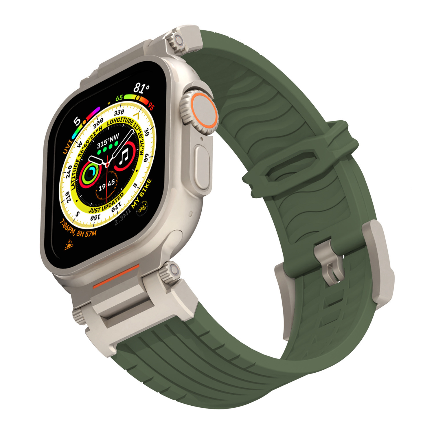 Hot-Selling Mecha Stripe Silicone Strap Compatible with Apple Watch Ultra Explorer