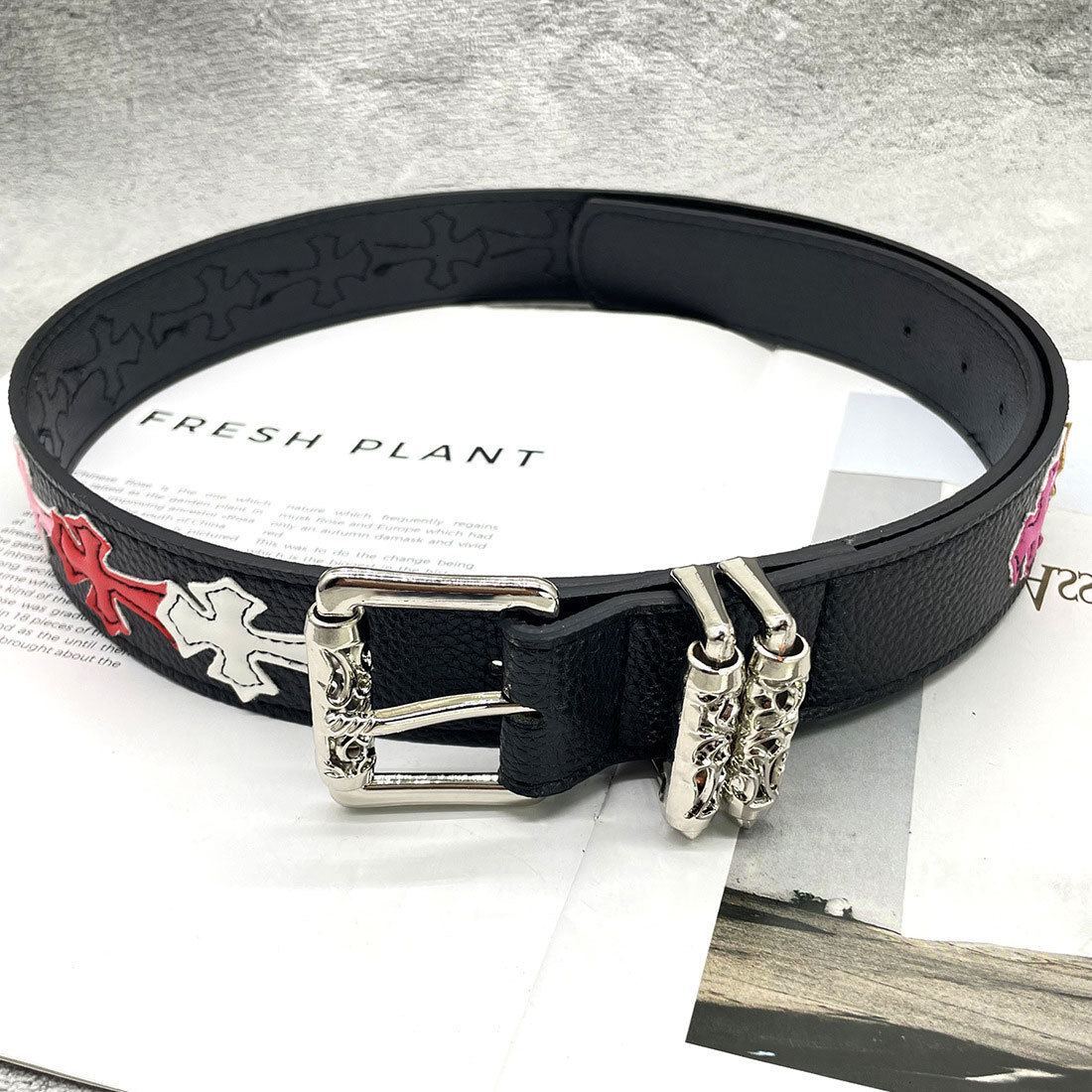 Fashion Designer Belts Men Women Chrome Sword Cross Roller Hollow Vine Belt Man Lady Dress Jeans Pants Belt Decorative Hip Hop Waistband