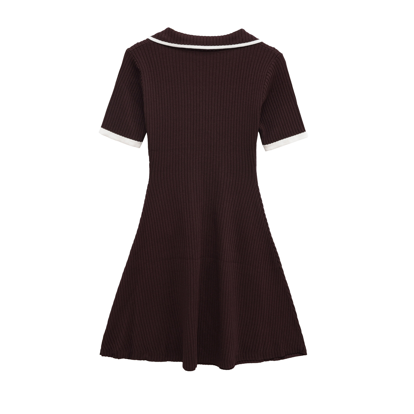 Free delivery women dress Fashionable casual women's wear simple style V-neck short skirt metal buttons ribbed