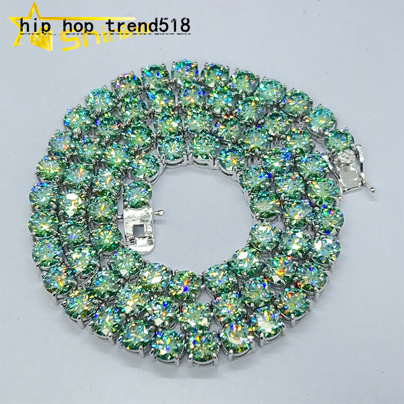 Hot Sale Green Moissanite Tennis Chain Fine Jewelry S925 Tennis Chain Bracelets necklace Custom Moissanite Jewelry