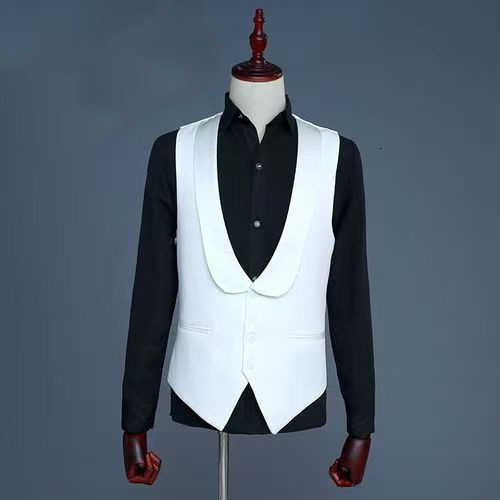 Black Men Vest for Wedding Groom One Piece Slim Fit Suit Waistcoat Solid Color Male Fashion Coat X241114