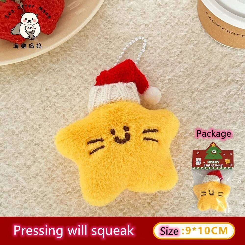 Cute Plush Star Bag Pendant Christmas Tree Hanging Decoration Girls Student Keychain Backpack Hangings DIY Accessories Ornaments XJ260106