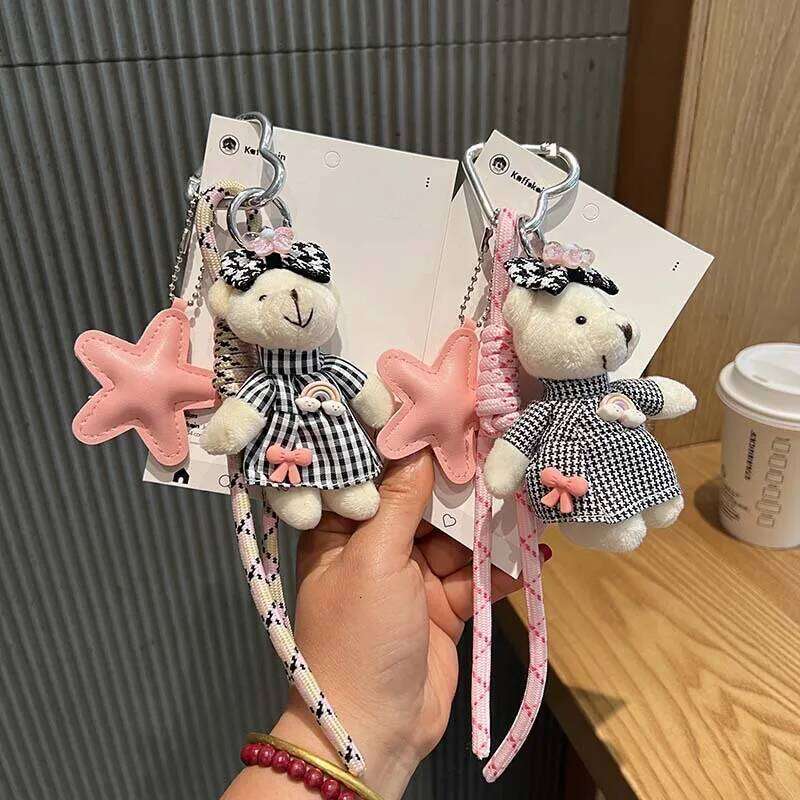 Fashion Little Bear Key Chain five-pointed star braided rope Pendant girl Backpack decoration XJ260106