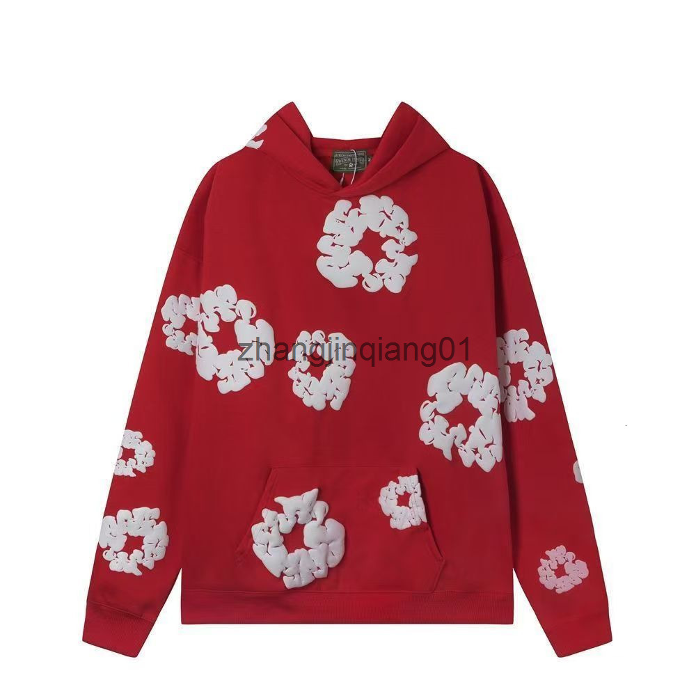 Designer denim hoodie Spring Winter Cotton Vintage Luxury Fashion Red Flower Hoodie Womens Mens Sweatpants Sweater Jackets T Shirt