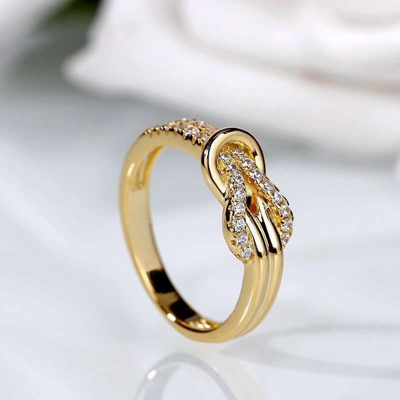 Rongyu Wish Hot-Selling European American Style Knotted Flower Inlaid Diamond Japanese And Korean Version Elegant Women's Engagement Wedding Ring