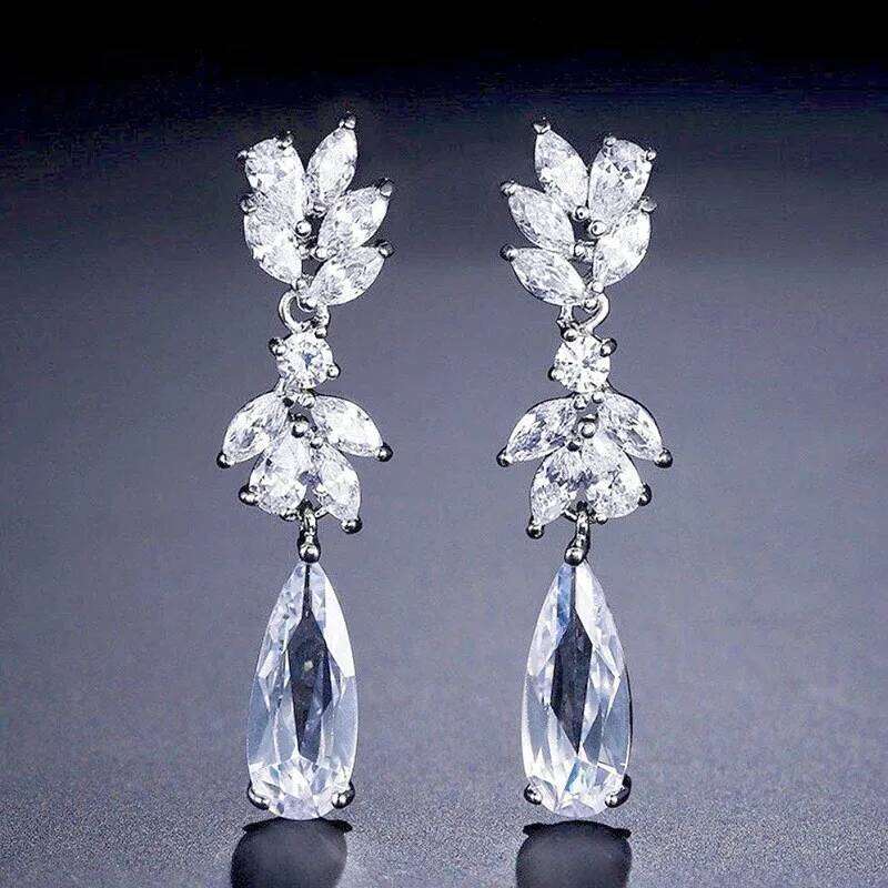 Flower Long Drop Earrings for Women Fresh Elegant Wedding Band Jewelry Trendy Attractive Party Accessories