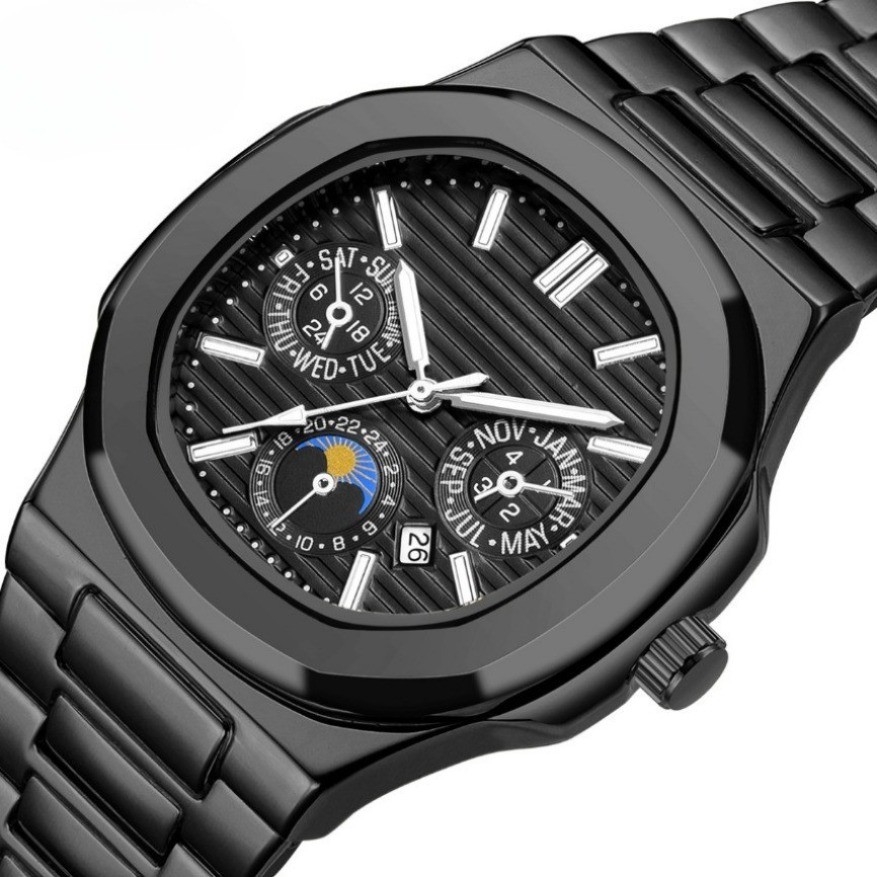 Fahsion Men Watch Stainless Steel Casual Business Full Function Quartz Male Wristwatches
