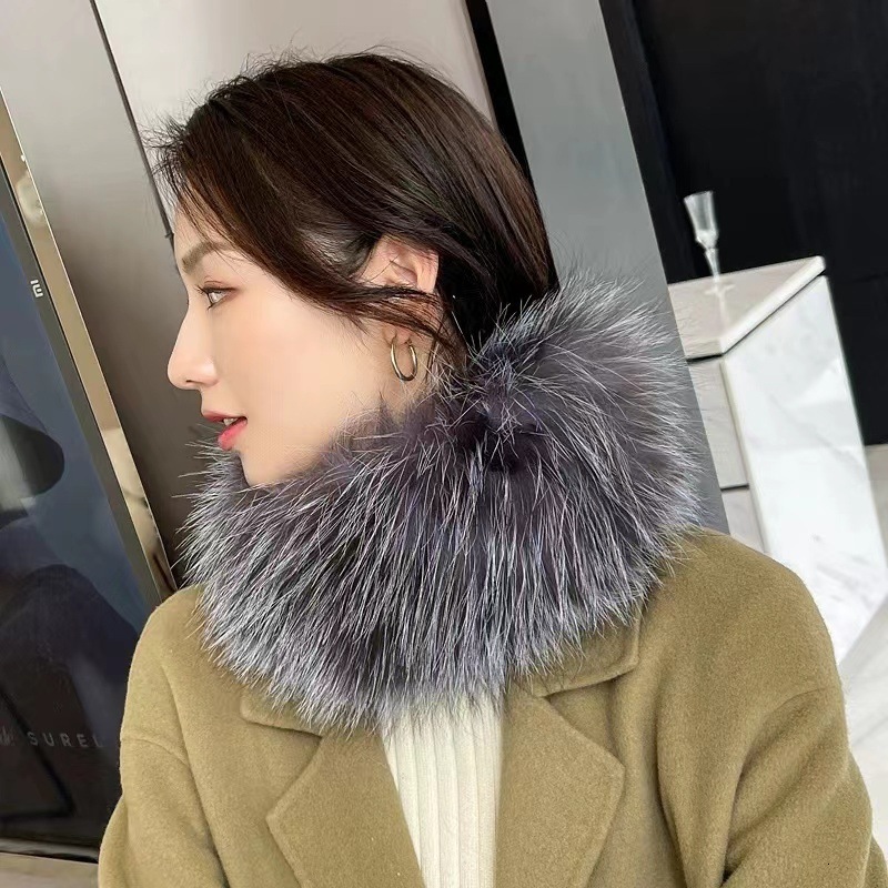 2024 Fashion Lady Real Fox Fur Scarf Girls Warm Soft Knit Good Elastic Real Fox Fur Headband Genuine Fox Fur Ring Scarves241224bj