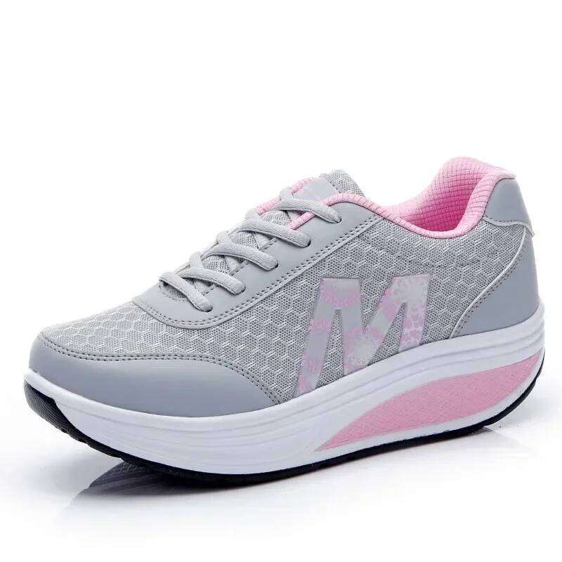 Running for Women 2022 Fashion Mesh Breathable Sneakers Lace Up Wedge Platform Ladies Outdoor Casual Sport Shoes 26L0106