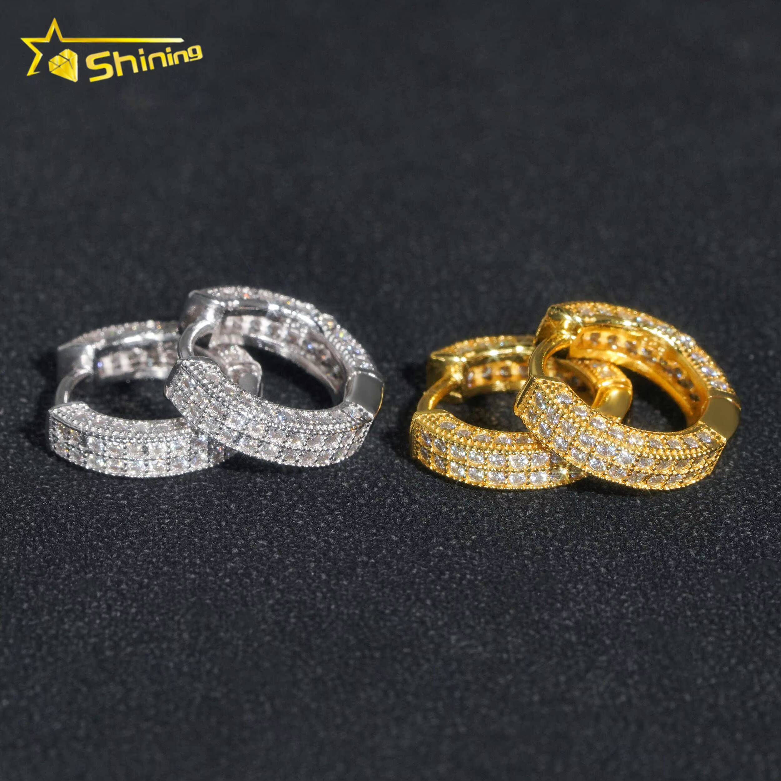 Factory Outlet Cheapest Price Gold Plated 925 Sterling Silver Iced Out VVS Diamond Moissanite Hoop Earrings Ready to Ship
